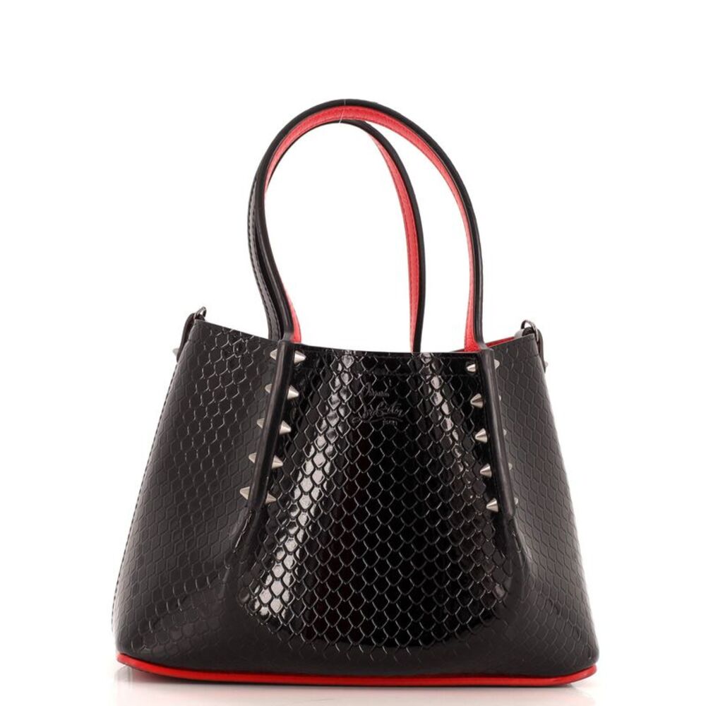Christian Louboutin Cabarock Tote Crocodile Embossed Leather Mini Black